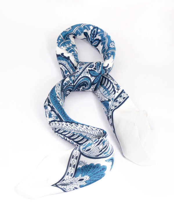 Blue Floral Print Hair Scarf