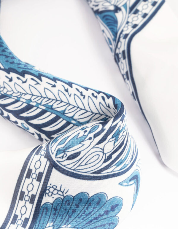 Blue Floral Print Hair Scarf - Image 3