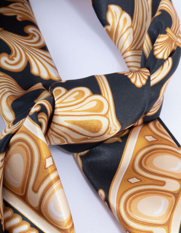Black Fabric Vintage Double Print Scarf - Image 2