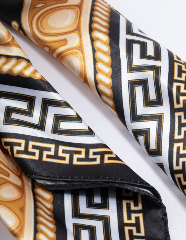 Black Fabric Vintage Double Print Scarf - Image 3