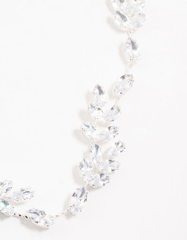 Silver Marquise Cut Cubic Zirconia Draped Comb Head Piece - Image 3