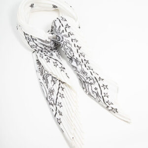 White & Black Plisse Scarf