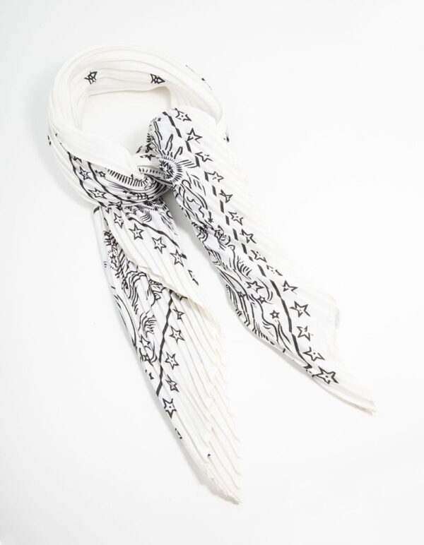 White & Black Plisse Scarf